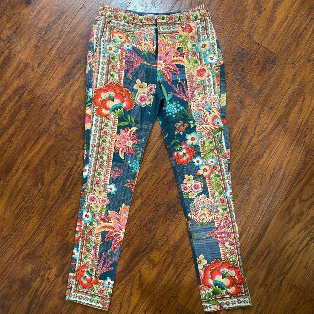JOHNNY WAS Aria Skies Floral Print Classic Fit Pant Multicolor Bohemian Style